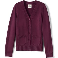 A smooth, dressy cardigan that resists pilling and maintains its color and shape. She’ll appreciate the bulk-free layering and soft, cotton-rich knit fabric. Best of all, you can toss it in the wash time and time again. Dressy Cardigan, Girls School Uniform, School Uniform Kids, Shipt Shopper, Girls School, Button Front Cardigan, Burgundy Sweater, Lands End, Sweater Jacket