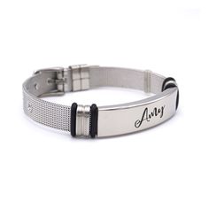 Discover the unique elegance of our adjustable stainless steel bracelet, which becomes a unique piece of jewelry thanks to individual permanent laser engraving. Design this high-quality bracelet with your personal lettering, which is not only durable but also particularly visible thanks to high-contrast engraving. The associated engravable plate offers a generous area of approx. 40 x 10 mm on which your message or name can be immortalized in style. Whether you choose a meaningful quote, importan Adjustable Minimalist Stainless Steel Bracelets, Elegant Stainless Steel Bracelet With Custom Name, Adjustable Silver Stainless Steel Bracelets, Minimalist Stainless Steel Name Bracelet, Elegant Stainless Steel Name Bracelet, Minimalist Stainless Steel Bracelet With Custom Name, Minimalist Stainless Steel Bracelets With Custom Name, Adjustable Nameplate Stainless Steel Jewelry, Minimalist Stainless Steel Custom Name Bracelet