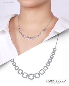 14K White Gold Fashion Necklace NK6072W45JJ #GabrielNY #DiamondJewelry #FineJewelry #GabrielAndCo #UniqueJewelry #FashionJewelry#GiftIdeas#UniqueGifts #DiamondJewelry #Jewelry #Necklaces #DiamondNecklace #GoldNecklace Dazzling White Gold Necklace For Formal Events, White Gold Necklaces With Diamond Accents For Evening, Dazzling Diamond Cut Necklace For Evening, Luxury Diamond Necklace For Evening, Dazzling Diamond Necklace For Evening Events, Sterling Silver Diamond Necklace For Formal Events, Sterling Silver Diamond Necklace For Formal Occasions, Fine Jewelry Diamond Cut Necklace For Evening, Fine Jewelry White Gold Formal Necklaces