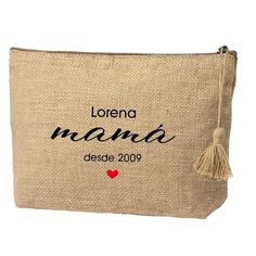 a personalized cosmetic bag with a heart on it