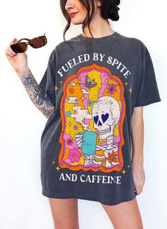 Want to spend every day in the comfort of Saturday morning? Slip on a Comfort Colors 1717 Adult Tee and enjoy the softness of 100% USA grown ring-spun cotton. T Fueled By Spite, Trendy T Shirts, Double Shot, Saturday Morning, Trendy Tshirts, Favorite Shirts, Black Tee, Capsule Wardrobe, Comfort Colors