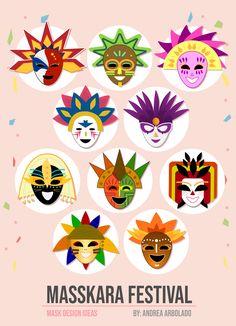 Masskara Festival Design Ideas, Philippine Maskara Festival, Philippine Festival Costume Drawing, Philippine Fiesta Drawing, Mascara Design Ideas Festival, Mascara Festival Philippines, Mascara Design Festival, Mask Festival Design, Philippines Festival Drawing