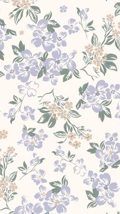 a floral wallpaper with blue and pink flowers