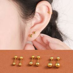 Surgical Steel Silver Gold Small Round Ball Stud Screw Back Earrings Women Girl | eBay Bottle Doll, Daily Jewelry, Nose Jewelry, Design Clothes, Cute Couples Kissing, Earrings Women, Fashion Design Clothes, Screw Back Earrings, Tattoos And Piercings