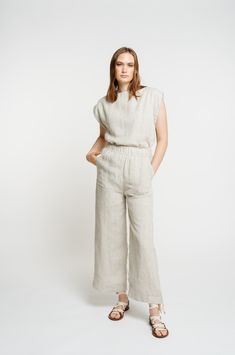 Our best-selling pant, complete with a high-waisted fit and cropped, wide-leg, back in customer favorite Natural. A cool, casual feel courtesy of our luxurious certified organic linen textile. The fully-elastic waistband offers comfort for all-day wear. Pair them with our Everyday Top for a powerful statement look or with any of our tops for a chic handmade ensemble. We appreciate the natural beauty of linen's undyed color and are excited to highlight it in our Natural colorway. Expected ship da Linen Textile, Organic Linens, Natural Linen, Cropped Pants, Pre Order, High Low, Natural Beauty, Wide Leg, High Waisted