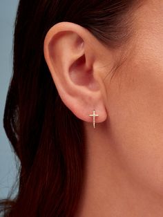 Lemel is known for its dainty gold jewelry and these diamond cross-huggie earrings makes the sweetest gift. Dainty Gold Jewelry, Annual Sale, Simple Diamonds, Initial Jewelry, Diamond Cross, Cross Earrings, Huggie Earrings, Sweet Gifts, Gold Cross