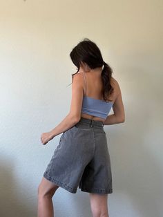 "Cool black-colored vintage bareback jean shorts from the 90s by Ralph Lauren. So cute! In good vintage condition. Measurements taken while item is laid flat. Measurements: waist: 29\" hips: 46\" length: 20\" rise: 14\" inseam: 8\" Tag size: 12 100% Cotton Model is 5'6 with a waist 26\" and hips 36\"" Vintage High Waisted Shorts, Surprise Az, Henley Sweater, Crochet Blouse, Black Crochet, Blouse Vintage, The 90s, Jean Outfits, High Waisted Shorts