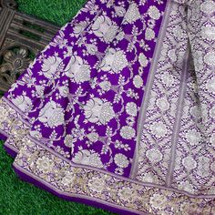 Handloom Pure Katan by Dupion Silk Banarasi Kadwa Jaal Embroidery Saree - Khinkhwab Traditional Purple Pre-draped Saree For Navratri, Festive Jamawar Pre-draped Saree With Motifs, Festive Pre-draped Jamawar Saree With Motifs, Traditional Ceremonial Pre-draped Saree With Cutdana, Traditional Pre-draped Saree For Ceremonies, Embroidered Banarasi Silk Choli For Transitional Season, Transitional Embroidered Banarasi Silk Choli, Pre-draped Saree For Eid With Traditional Patterns, Purple Pre-draped Saree With Cutdana For Traditional Ceremonies