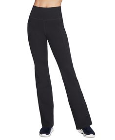 in stock Nylon Yoga Pants With 4-way Stretch And Light Support, Black 4-way Stretch Yoga Pants For Jogging, Black Yoga Pants With Moisture-wicking And Medium Support, Black Yoga Pants With Light Support And Micro-elastic Fit, Full-length Leggings With Side Pockets And 4-way Stretch, Skechers Women, Bold Black, Flare Pants, Evolution