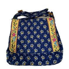 NWT Vera Bradley Maison Blue Shoulder Bag - Crossbody w/ adjustable strap. Flap covers most front of purse, with magnetic snap closure underneath.  Has one pocket inside, with zipper closure.  Measures about 8.5" x 10" x 3". Retired from 2002. Adjustable strap - up to 45" in length. (Strap is kinked due to being folded in storage.) Please see all pics. Questions welcomed. We pass our sellers discount on to our US customers!   Leave default "Economy Shipping" in place on your order.  We will send Blue Cotton Shoulder Bag, Casual Blue Shoulder Satchel, Casual Blue Shoulder Bag Satchel, Casual Blue Satchel Shoulder Bag, Casual Blue Crossbody Hobo Bag, Casual Blue Travel Satchel, Casual Blue Satchel For Travel, Casual Blue Rectangular Satchel, Blue School Bag With Cell Phone Pocket