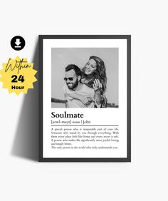 a black and white photo frame with the words soulmate on it