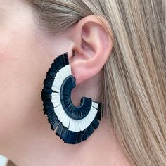 2.50"Hoop Lead & Nickel Compliant Black Hoop Jewelry For Summer, Summer Black Hoop Jewelry, Black And White Earrings, White Earrings, Fashion Forward, Hoop Earrings, Black White, Fan, Black And White