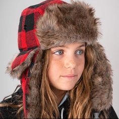 Cat & Jack Boys' Faux Fur Buffalo Trapper Hat Aviator Kids Adult Make Sure Your Is Protected During The Winter With The Boys' And Adult Faux Fur Buffalo Trapper Hat From Cat And Jack. A Double-Layered Hat To Ensure Extra Protection Against The Cold. This Piece Is Detailed With Faux Fur, Plaid Pattern And A Chin Strap To Ensure A Stay-Put Fit. Pair This Faux Fur Buffalo Trapper Hat With His Favorite Winter Wardrobe To Complete His Look. Specifications Size:Osfm Color: Multicolored (Red And Black) Fur Hats, Trapper Hat, Trapper Hats, Cozy Hat, Hat Stands, Cat And Jack, Knit Cap, Black Faux Fur, Lifestyle Clothing