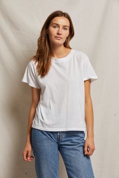 your new everyday tee. made from our signature soft jersey-crisp fabric giving you a smooth and comfortable feel. this tee will become your favorite staple piece. thoughtfully designed in california Nye Outfits, Lounge Dress, Spring 2023, Skirt Leggings, Denim Jumpsuit, New Tops, Staple Pieces, Crew Neck Tee, Hat Hairstyles