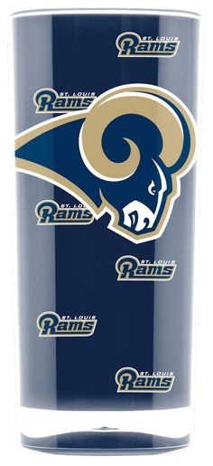 the los rams logo is shown on this tumbler cup