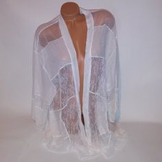 Victoria Secret Lingerie Robe Kimono Cover Up M/L Medium Large White Allover Lace New With Tags *Bundle To Save Chavonne11 020923 This Victoria Secret Lingerie Robe Is A Stunning Kimono Style Cover Up, Perfect For Lounging Or Wearing As A Luxurious Layer Over Lingerie. The M/L Size Is Designed To Fit Medium To Large Sizes. The Robe Is Made With Allover Lace In A Crisp White Color, Adding A Touch Of Sophistication And Elegance. The Kimono Style Provides A Comfortable And Relaxed Fit, Making It A Feminine Delicate Lace Sleepwear For Beach, White Lace Trim Sleepwear For Relaxation, Delicate Lace Sleepwear For Beach, Stretch White Sleepwear By Victoria's Secret, White Sheer Loungewear, White Sheer Sleepwear For Loungewear, White Lace Long Sleeve Sleepwear, Victoria's Secret White Lace Sleepwear, White Lace Sleepwear By Victoria's Secret