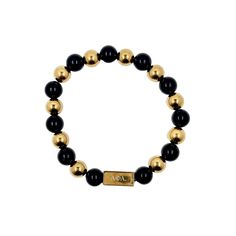 Make a lasting impression with the Alpha Phi Alpha Fraternity Custom Bead Bracelet! Crafted from high-quality Onyx stone and 18K gold plated stainless steel decorative balls, this elegant piece of jewelry is sure to get you noticed. Its tarnish-free and waterproof design makes it durable enough for everyday wear. Plus, it features a beautiful gold plated bar that is engraved with the iconic Alpha Phi Alpha Greek letters — adding the perfect finishing touch to your look. Choose between three uniq Elegant Bracelets With 8mm Beads As A Gift, Elegant Adjustable Rosary Bracelet With 8mm Beads, Elegant Yellow Gold Beaded Bracelets With Gemstones, Modern 8mm Beads Bracelet, Modern 8mm Bead Bracelet, Modern 8mm Beaded Bracelet, Luxury Formal Bracelet With Gold Beads, Classic Stretch Bracelet With Polished Beads As Gift, Elegant Everyday Bracelets With 8mm Beads