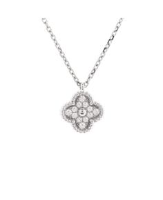 Pre-Owned Van Cleef & Arpels Sweet Alhambra Pendant Necklace in 18K White Gold. Condition: Very good. Van Cleef Vintage Alhambra Necklace, Vintage Alhambra Necklace, Van Cleef Necklace, Expensive Necklaces, Alhambra Pendant, Necklaces Diamond, Tiffany Necklace, Luxury Necklace, Van Cleef Arpels