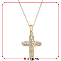 in stock Classic Hallmarked Yellow Gold Diamond Necklace, Classic Vvs Clarity Diamond Cross Pendant Necklace, Macy's Diamond White Necklace For Formal Occasions, Macy's Jewelry With Pave Setting For Anniversary, Classic Diamond Cut Cross Pendant Necklace, Macy's Diamond Necklace With Accents For Formal Occasions, Classic Cross Diamond Cut Necklace, Classic 14k Gold Hallmarked Diamond Necklace, Elegant White Gold Diamond Necklace From Macy's