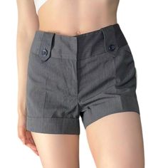 Nwt Y2k Pinstripe Mid Rise Shorts Gray Tracy Evans Brand Tag Size 9 Pinned To Fit In Photos Measurements (Approximate): Laying Flat Not Doubled 16 1/2” Pulled Tight Rise: 8 1/2” Inseam: 2 3/4” Striped Short Bottoms With Pockets, Striped High Waist Shorts With Pockets, High Waist Striped Shorts With Pockets, Striped High-waist Shorts With Pockets, Fitted Striped Bottoms Short Length, Fitted Striped Short Bottoms, Striped Bottoms With Built-in Shorts, Fitted Striped Bottoms With Built-in Shorts, Vintage High Waisted Shorts