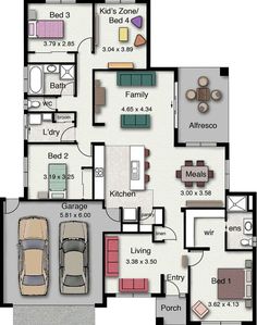 the floor plan for a two bedroom apartment with an attached garage and living room area