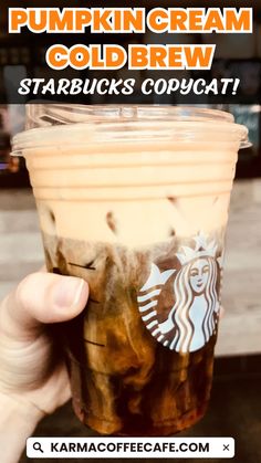 starbucks pumpkin cream cold brew is in a cup