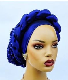 Material: Satin & Sequence  Turban Cap is a Stunning Pre-tied headwrap, perfect for those that struggle to tie or knot Headwrap. The Sequence turban is designed to be worn easily, there's absolutely no tying or closing involved, just put the turban on and enjoy it Turban can be worn over thick hair, Bald hair or Shaved hair. This turban is sewed in a super chic knot design. Suitable enough for all-season wear. Headwrap are elegant addition to everyday wear     THIS TURBAN IS ONE SIZE FITS ALL Av Elegant Blue Headscarf, Adjustable Blue Turban For Party, Blue Turban For Party, Elegant Adjustable Blue Headwrap, Adjustable Blue Headwrap, Knotted Headwrap, Bald Hair, Bald Women, Chemo Hat