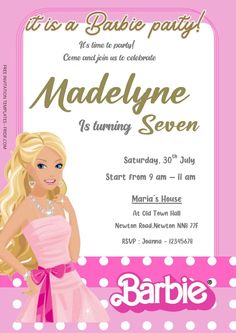 Free Editable Word - Barbie Birthday Invitation Templates