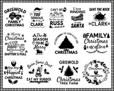 christmas badges and emblems are shown in black and white