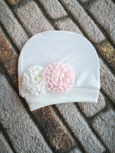 This item is available in primary color: pink, secondary color: beige. We designed and made beanie baby hats from newborn soft cotton fabric for new mom and babies maybe baby shower gift.    #babyheadband #babybeanie #newbornbabybeanie #infantbeanie  #newbornbabyhat #babyshowergift #babytiara #babygirlwrap #newmomgift  #newmomtiara #birthgiftformom #babyshowergift #newbabygift Adjustable Soft White Bonnet, Cotton Hat, One Size Fits Most, Soft Adjustable White Bonnet, Adjustable Soft White Beanie, Cute Soft Hats Perfect As Gifts, Cute Soft Hats For Gifts, Cute White Baptism Hat, Soft Cotton Cap, White Beanie Bonnet, One Size Fits Most