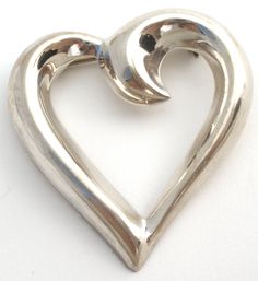 Sterling Silver Heart Brooch Vintage Silver Heart-shaped Brooch For Valentine's Day, Silver Heart Brooch For Valentine's Day, Elegant Silver Heart-shaped Brooch, Elegant Silver Heart-shaped Brooches, Elegant Silver Heart Brooch, Elegant Silver Heart Brooches, Valentine's Day Silver Heart Brooch, Silver Heart Brooches For Gift, Silver Brooches For Anniversary On Valentine's Day