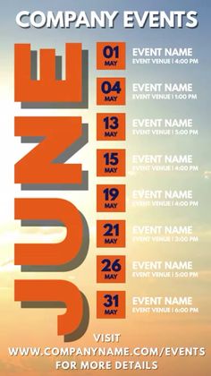 an event poster with the words run on it and numbers in orange, white and blue