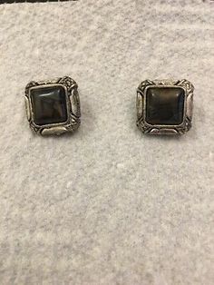 Designer Look Silver Tone Black Cabochon Square Clip On Earrings 75” | eBay Luxury Vintage Cabochon Clip-on Earrings, Clip On, Clip On Earrings, Apple Watch, Cufflinks, Vintage Jewelry, Silver Tone, Square, Silver