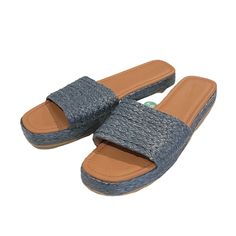 Item: Universal Thread Slip On Sandals/Slides Size: 9.5 Color: Tan, Blue Condition: New With Tag All Items Come From A Smoke Free, Pet Friendly Home. Slip-on Round Toe Sandals For Beach, Beach Slippers With Textured Sole And Slip-on Fit, Casual Blue Slip-on Sandals, Casual Slip-on Flip Flops For Vacation, Blue Slip-on Summer Flip Flops, Synthetic Open Toe Slides For Outings, Synthetic Open Toe Slides For Casual Outings, Blue Flat Slippers For Vacation, Textured Sole Flip Flops For Beach