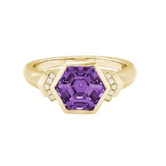 Yellow Gold Amethyst Ring With Emerald Cut, Fine Jewelry Purple Octagon Rings, Purple Octagon Amethyst Rings, Octagon-shaped Purple Amethyst Rings, Octagon Shaped Amethyst Purple Ring, Formal Octagon Amethyst Ring, Octagon-shaped Amethyst Ring For Formal Occasions, Octagon Amethyst Ring For Formal Occasions, Octagon Amethyst Ring For Formal Events