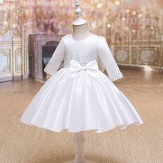 FORMAL Winter Baptism Fitted Dress, Fitted Winter Baptism Dress, Fitted Long Sleeve Baptism Dress For Party, Elegant Christmas Pageant Gown, Long Sleeve White Princess Dress For Birthday, White Long Sleeve Princess Dress For Birthday, Long Sleeve Christmas Embellished Dress, Elegant Long Sleeve Princess Dress For Birthday, Christmas Princess Dress For Pageant With Long Sleeves