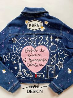 Jacket pintada a mano inspirada en Morat para la gira “Los Estadios” Personalized Jacket, Design Jacket, Paint Painting, Hatsune Miku, Custom Clothes, Jean Jacket, Tshirt Print