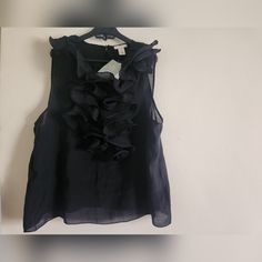 H&M Ruffled Organza Sleeveless Blouse/Top Black Sz L Bnwt H&m Sleeveless Tank Top For Spring, Chic H&m Tank Top For Summer, Chic H&m Summer Tank Top, Chic Summer H&m Tank Top, H&m Sleeveless Tops For Spring, H&m Summer Blouse For Night Out, Feminine Black Sleeveless Top, H&m Summer Night Out Blouse, Chic Sleeveless H&m Tank Top