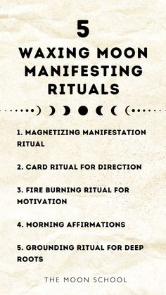 the instructions for waxing moon rituals