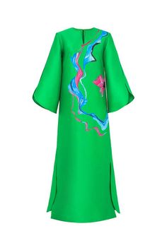 Indira Straight Split Sleeved Zibeline Ankle Length Dress | MEAN BLVD Spring Floor-length Gown For Occasion Wear, Elegant Green Midi Dress With Side Slits, Green Maxi Dress With Draped Sleeves, Elegant Maxi Length Ao Dai For Formal Occasions, Green Silk Dress For Spring Formal Occasion, Green Silk Dress For Spring Formal, Elegant Formal Maxi Length Ao Dai, Elegant Formal Ao Dai Maxi Length, Green Long Sleeve Maxi Dress With Side Slits