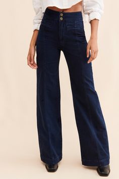 Rent Tailored Wide Leg Jeans from Nuuly. Pick 6 items for $98/month. Free shipping + returns. High Waisted Wide Leg Jeans Outfit, High Waisted Wide Leg Jeans, Luxury Jeans, Wide Leg Jeans Outfit, Frame Jeans, Soft Dramatic, Professional Work Outfit, Denim Trousers, Wide Leg Denim