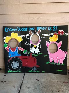 Perfect for your Barn theme party! This is hand painted onto a sturdy trifold display board. It is 48 inches wide and 36 inches tall when opened up. A message can be added into the design to personalize your piece, free of charge.   Please let me know your party date to insure on time delivery! Farmer Party, Twins Party, Barnyard Birthday Party, Farm Theme Birthday, Farm Animal Party, Farm Animals Birthday Party, Farm Themed Birthday Party, Barnyard Party, Tractor Birthday