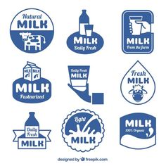 six different logos for milk and milk products