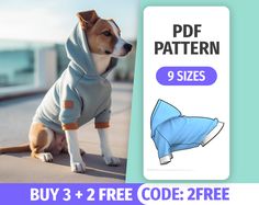 a dog wearing a hoodie with the text, buy 3 free code 2 free