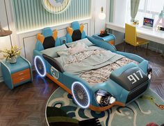 Popular Sports Car Shaped Kids Bed/Lixra Cool Beds For Boys, Car Themed Bedrooms, Bed For Kids, Modern Living Room Lighting, Children Room Boy, Kids Bedroom Designs, Small Room Decor, Car Bed, Kids Bed