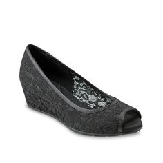 Bandolino-Candra Wedge Pump Open up your wardrobe to the Candra wedge from Bandolino. This low-rise pump has a simple finish and an iconic peep toe that will add versatility to your dressy ensemble! Wedge Pump, Wedge Pumps, Black Pumps, Open Up, Low Rise, Wedges, Pumps, Wardrobe, Black