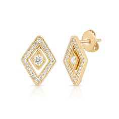 A beautiful pair of 18k yellow gold diamond set stud earrings from the Diamante collection. Approximately 0.50cts of diamonds in a lozenge shape. A perfect addition to your jewelry collection. Christmas Outfits Women, Roberto Coin, Yellow Gold Setting, Brand Jewelry, Gold Butterfly, Diamond Drop Earrings, Yellow Gold Earring, Diamond Earrings Studs, Jewelry Branding