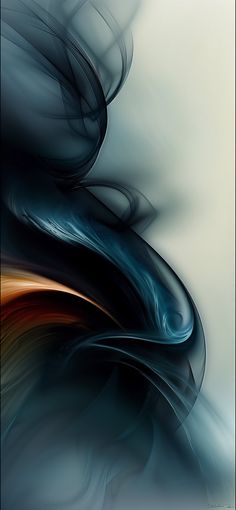 an abstract painting with blue and orange colors