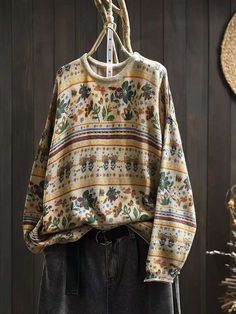 Details: Item: Babakud Women Autumn Retro Cotton Printed Pullover Sweater Fabric: Cotton Knit Collar: Round Neck Sleeve Length: Long Sleeves Pattern: Floral Color: Navy Blue, Khaki, Green, Red, Olive, Coffee Style: Retro, Casual, Loose Size Chart: Size One Size cm inch Bust 132 51.97 " Length 64 25.20 " Sleeve Length 41 16.14 " Shoulder Width 62 24.41 “ Cuff 22 8.66 " Coffee Style, Coffee Sweater, Sweater Fabric, Coffee Fashion, Blue Khakis, Vest Shirt, Floral Color, Print Pullover, Knit Collar