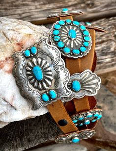 Native American Made- .925 silver and genuine turquoise concho belt. Southwestern Silver Concho Belt, Silver Southwestern Concho Belt, Vintage Turquoise Belt With Concho, Turquoise Bohemian Belt With Concho, Bohemian Concho Belt Buckles For Western-themed Events, Western Style Silver Belt Buckles For Festival, Western Silver Belt Buckles For Festival, Traditional Silver Concho Belt, Southwestern Style Concho Belt For Festivals